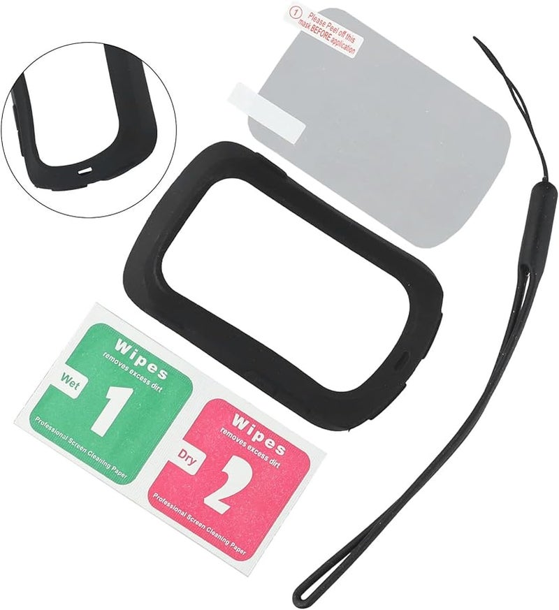 iGPSPORT BSC200 BSC200S BSC300 GPS Bike Computer Silicone Protective Case Waterproof Anti Fall Cover with HD Film Lanyard Black